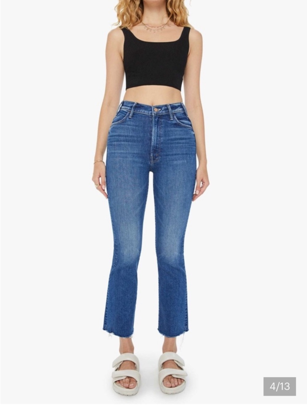 MOTHER Medium Blue Cropped Flare Jeans